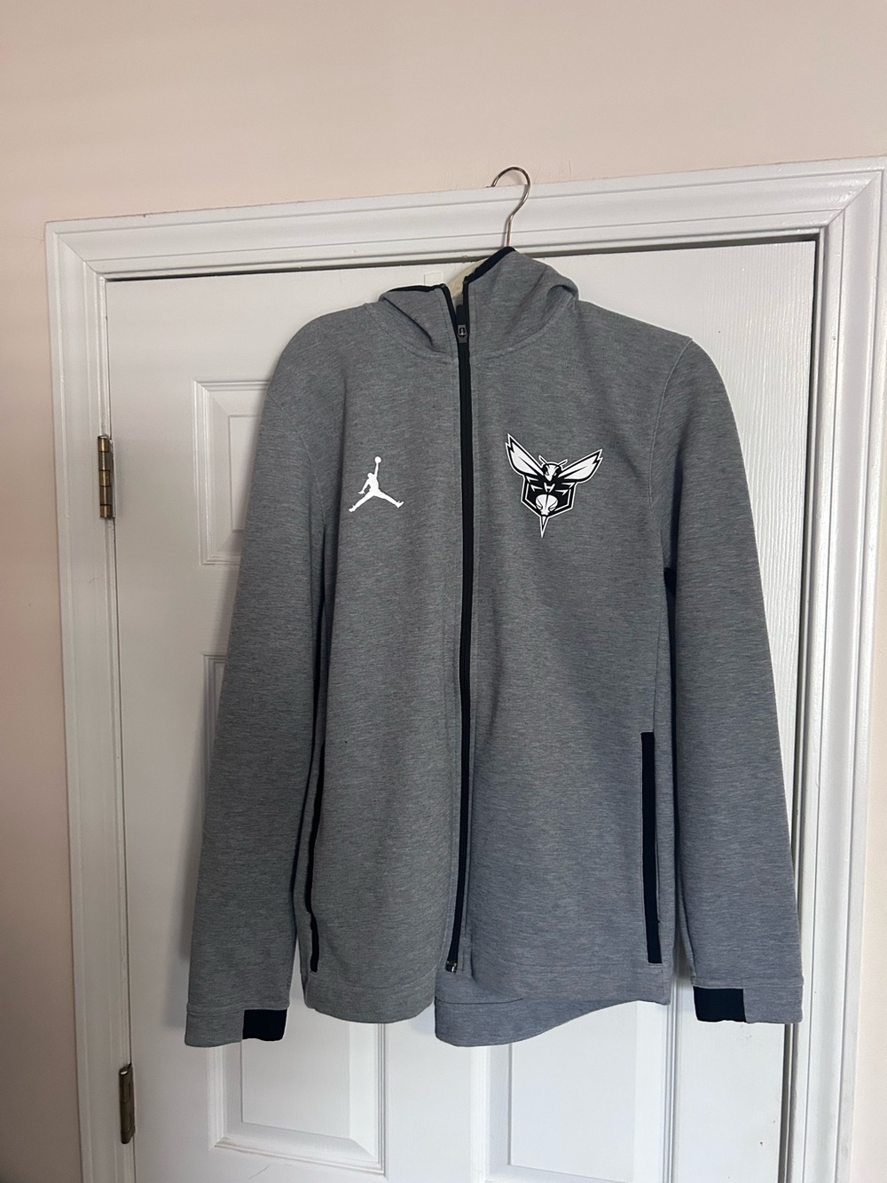 Jordan Men's Gray Full-Zip Performance Hoodie Jacket with Hornets Logo